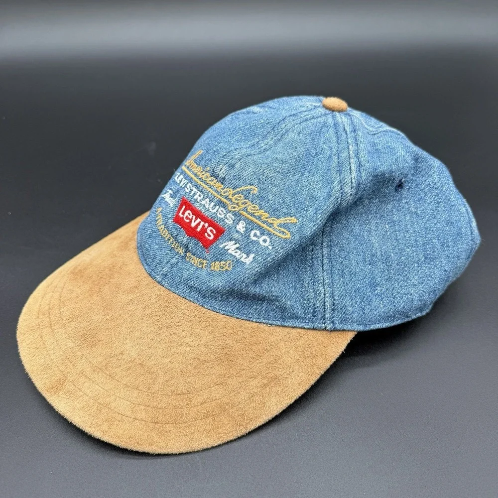 Vintage 90's Levi's Denim Hat One Size Adjustable Levi Strauss & Co Light Wash‎